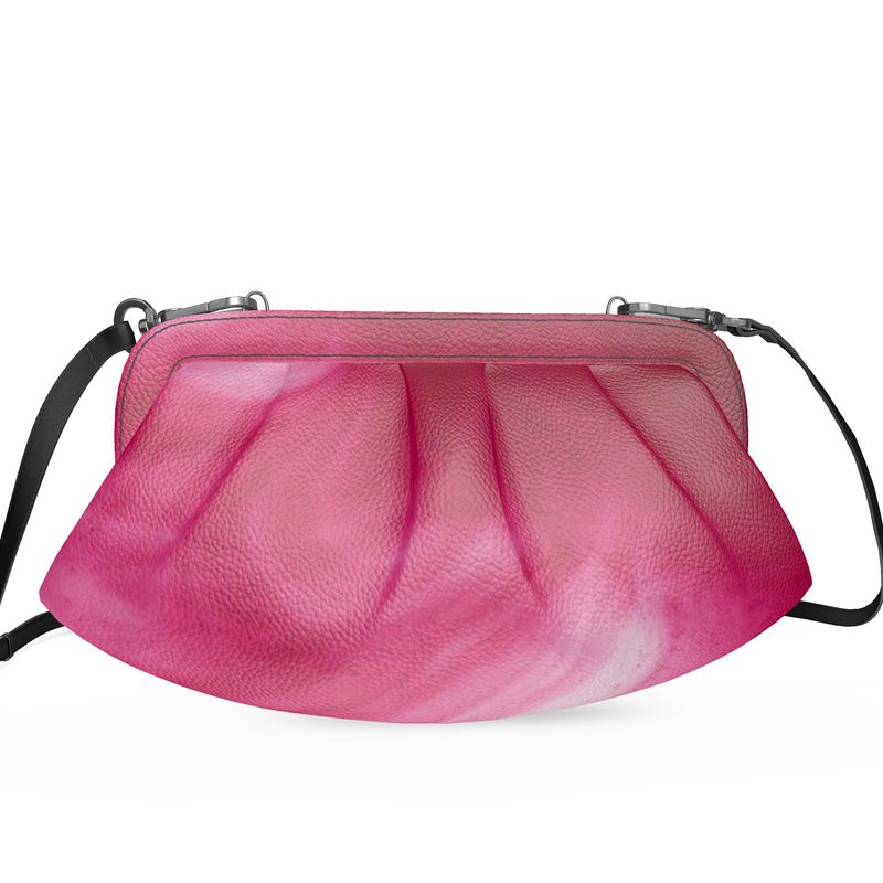 Hot Pink Abstract Pleated Clutch
